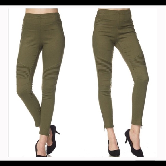 Olive Moto Biker Pants - Picture 7 of 8